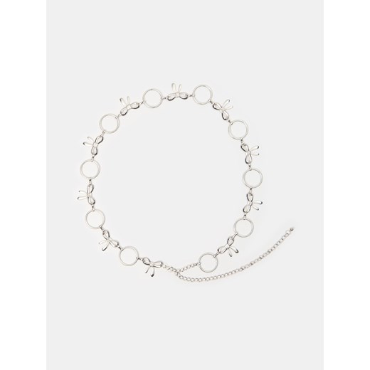 Sinsay - Pasek łańcuszkowy z motywem kokardki - srebrny Sinsay XS/S Sinsay