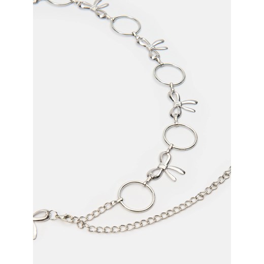 Sinsay - Pasek łańcuszkowy z motywem kokardki - srebrny Sinsay XS/S Sinsay