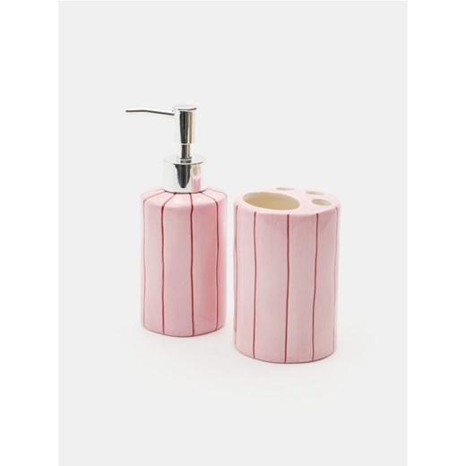 Sinsay - Zestaw: Dozownik na mydło i kubek na szczoteczki ręcznie malowany - Sinsay One Size Sinsay