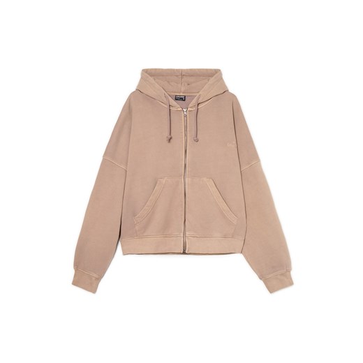Cropp - Rozpinana beżowa bluza z efektem sprania - beżowy ze sklepu Cropp w kategorii Bluzy męskie - zdjęcie 179643078