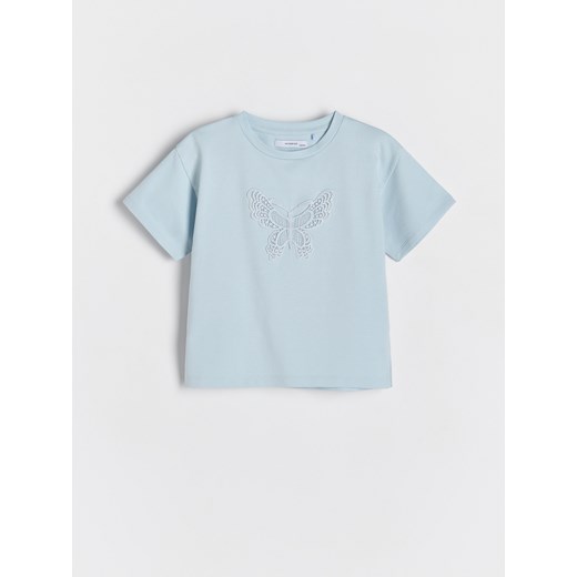 Reserved - T-shirt z aplikacją - jasnoniebieski ze sklepu Reserved w kategorii Bluzki dziewczęce - zdjęcie 179643996