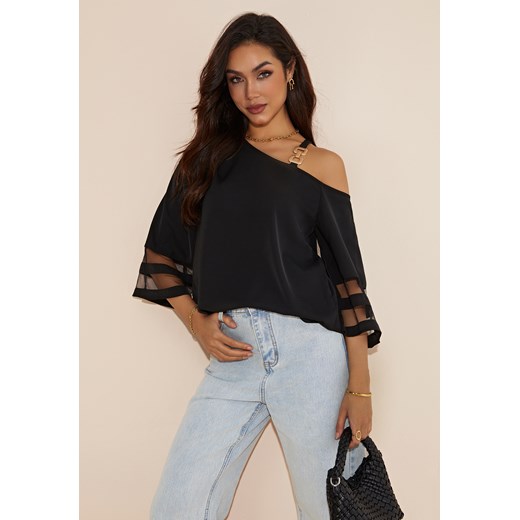 Bluzka z rozkloszowanymi rękawami cold shoulder ze sklepu Jacinshop w kategorii Bluzki damskie - zdjęcie 179645519