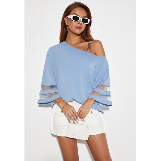 Bluzka z rozkloszowanymi rękawami cold shoulder ze sklepu Jacinshop w kategorii Bluzki damskie - zdjęcie 179645525
