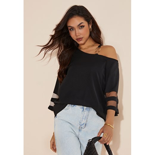 Bluzka z rozkloszowanymi rękawami cold shoulder ze sklepu Jacinshop w kategorii Bluzki damskie - zdjęcie 179645526