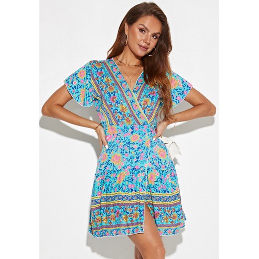 Sukienka mini z krótkim rękawem boho ze sklepu Jacinshop w kategorii Sukienki - zdjęcie 179645939