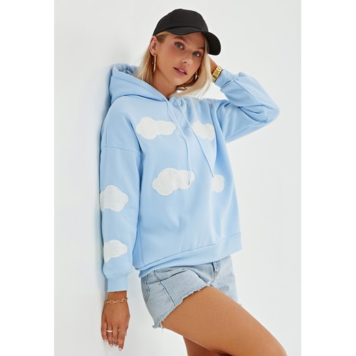 Bluza w chmurki z długim rękawem ze sklepu Jacinshop w kategorii Bluzy damskie - zdjęcie 179646185