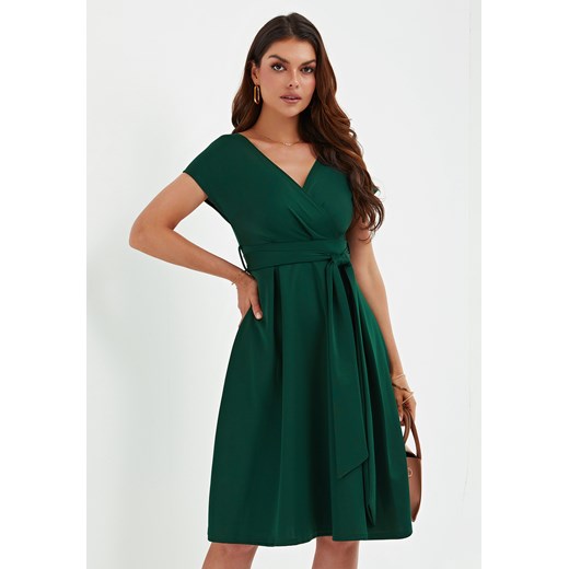 Sukienka elegancka wiązana w pasie krótki rękaw ze sklepu Jacinshop w kategorii Sukienki - zdjęcie 179646949