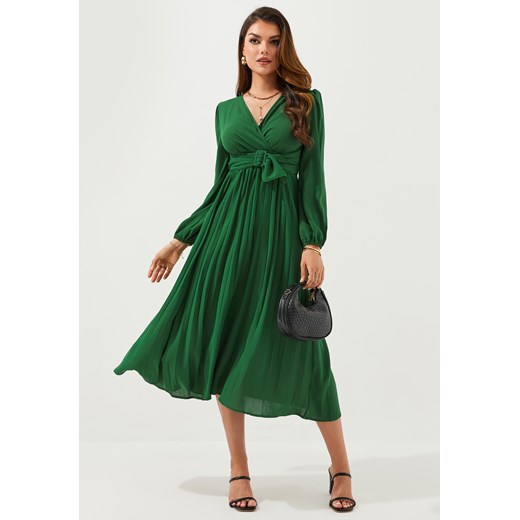 Sukienka z długim rękawem elegancka rozkloszowana ze sklepu Jacinshop w kategorii Sukienki - zdjęcie 179646986