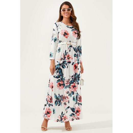 Sukienka maxi z długim rękawem w duże kwiaty ze sklepu Jacinshop w kategorii Sukienki - zdjęcie 179648497