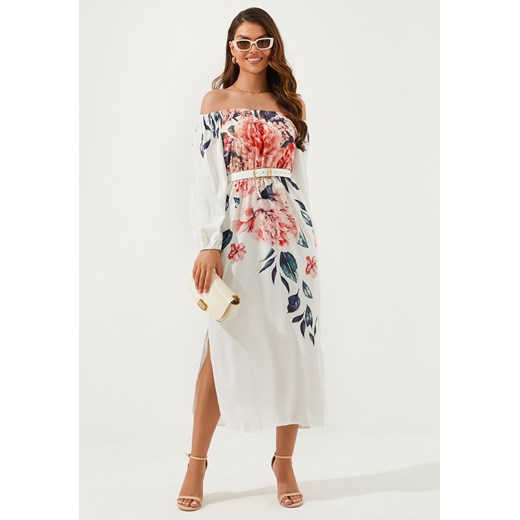 Sukienka maxi w piwonie długi rękaw ze sklepu Jacinshop w kategorii Sukienki - zdjęcie 179648517