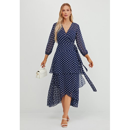 Sukienka maxi w grochy z długim rękawem ze sklepu Jacinshop w kategorii Sukienki - zdjęcie 179648527
