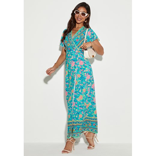 Sukienka maxi z krótkim rękawem w stylu boho ze sklepu Jacinshop w kategorii Sukienki - zdjęcie 179648568
