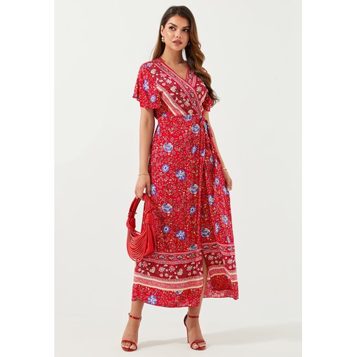 Sukienka maxi z krótkim rękawem w stylu boho ze sklepu Jacinshop w kategorii Sukienki - zdjęcie 179648577