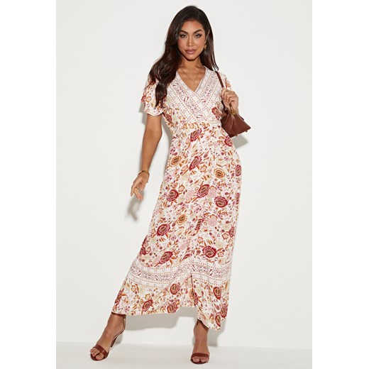 Sukienka maxi z krótkim rękawem w stylu boho ze sklepu Jacinshop w kategorii Sukienki - zdjęcie 179648578