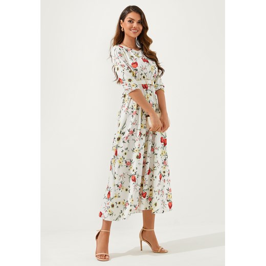 Sukienka w kwiaty maxi z rękawem 3/4 ze sklepu Jacinshop w kategorii Sukienki - zdjęcie 179648757