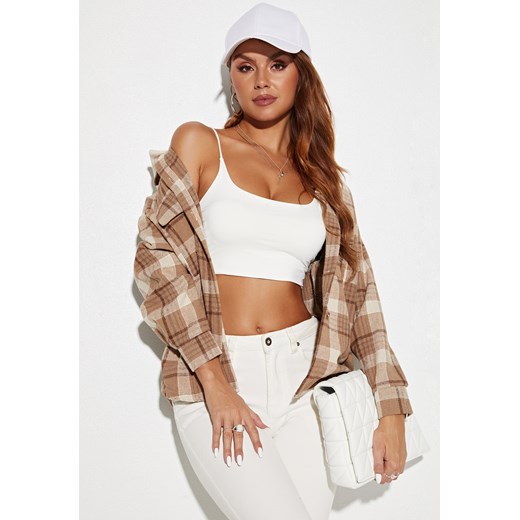 Bluza w kratkę z kapturem i długim rękawem ze sklepu Jacinshop w kategorii Bluzy damskie - zdjęcie 179649787