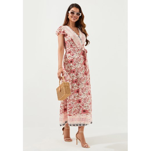 Sukienka z krótkim rękawem i głębokim dekoltem w stylu hippie ze sklepu Jacinshop w kategorii Sukienki - zdjęcie 179650369
