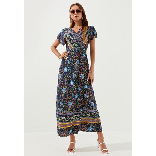 Sukienka z krótkim rękawem i głębokim dekoltem w stylu hippie ze sklepu Jacinshop w kategorii Sukienki - zdjęcie 179650385