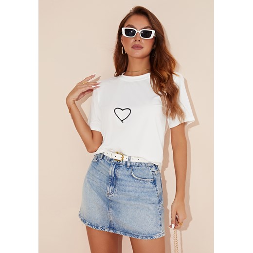 T-shirt z krótkim rękawem i serduszkiem ze sklepu Jacinshop w kategorii Bluzki damskie - zdjęcie 179650419