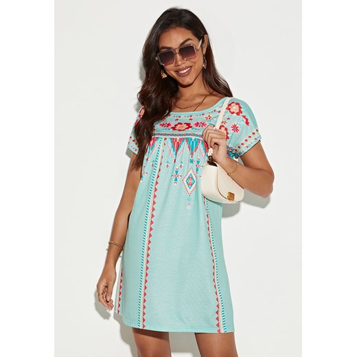 Tunika z krótkim rękawem w stylu boho ze sklepu Jacinshop w kategorii Sukienki - zdjęcie 179650516
