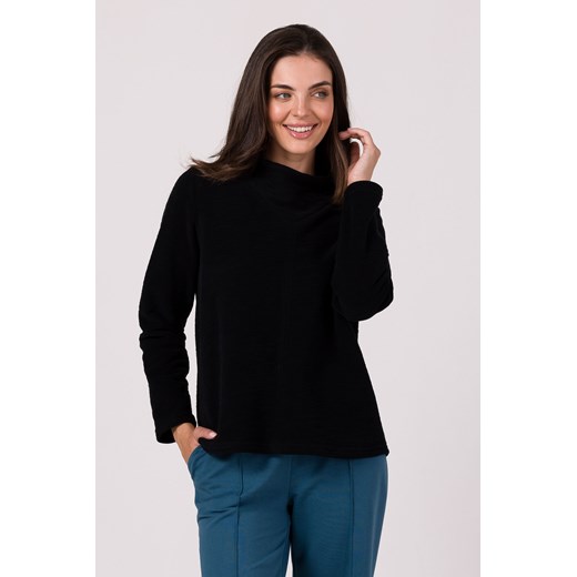 Bluza z wysokim kołnierzem - czarna ze sklepu Cudmoda w kategorii Bluzy damskie - zdjęcie 179651335