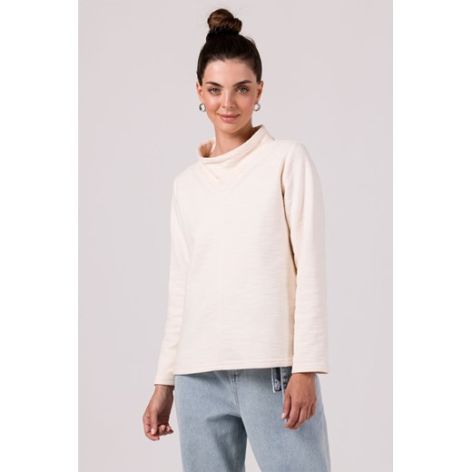 Bluza z wysokim kołnierzem - waniliowa ze sklepu Cudmoda w kategorii Bluzy damskie - zdjęcie 179651339