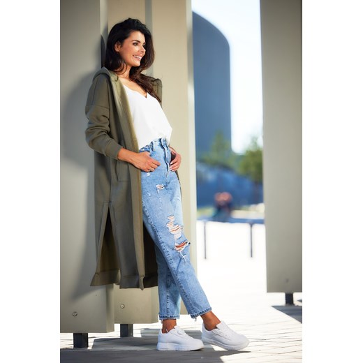 Bluza typu parka z kapturem i kieszeniami - khaki ze sklepu Cudmoda w kategorii Bluzy damskie - zdjęcie 179651518