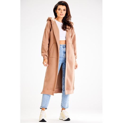Bluza typu parka z kapturem i kieszeniami - beżowa ze sklepu Cudmoda w kategorii Bluzy damskie - zdjęcie 179651519