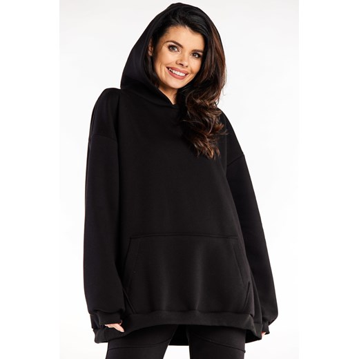 Bluza damska oversize z kapturem - czarna ze sklepu Cudmoda w kategorii Bluzy damskie - zdjęcie 179651577