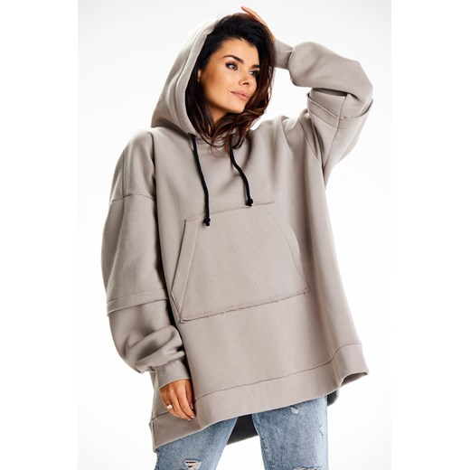 Bluza damska z ozdobnymi naszywkami - szara ze sklepu Cudmoda w kategorii Bluzy damskie - zdjęcie 179651618
