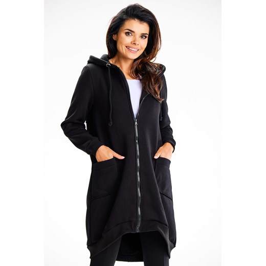 Długa bluza damska oversize - czarna ze sklepu Cudmoda w kategorii Bluzy damskie - zdjęcie 179651627