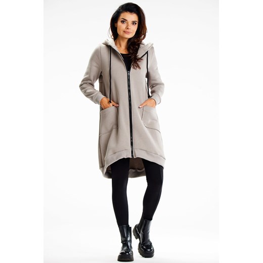 Długa bluza damska oversize - szara ze sklepu Cudmoda w kategorii Bluzy damskie - zdjęcie 179651629