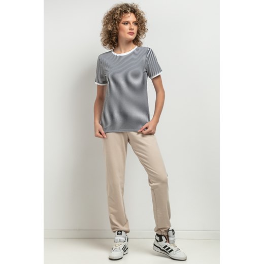 T-shirt damski z krótkim rękawem - biało-czarny ze sklepu Cudmoda w kategorii Bluzki damskie - zdjęcie 179651919