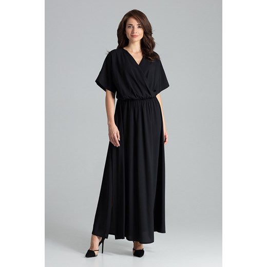 Lekko rozkloszowana sukienka kimono - czarna ze sklepu Cudmoda w kategorii Sukienki - zdjęcie 179653875