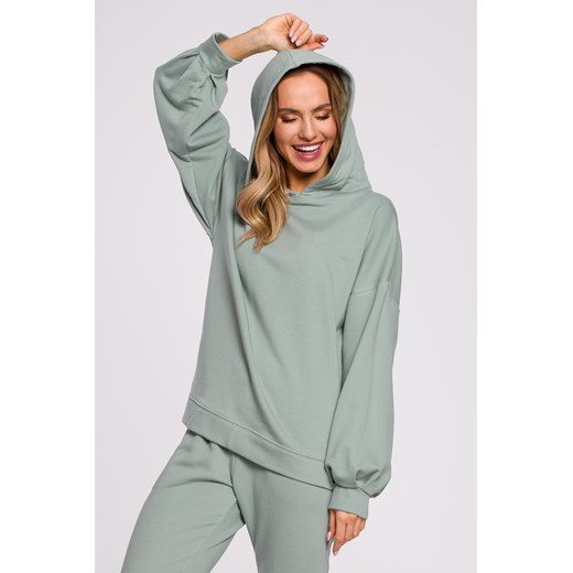 Bluza oversize z kapturem – miętowa ze sklepu Cudmoda w kategorii Bluzy damskie - zdjęcie 179653965