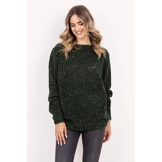 Miękki sweter oversize – zielony ze sklepu Cudmoda w kategorii Swetry damskie - zdjęcie 179654005