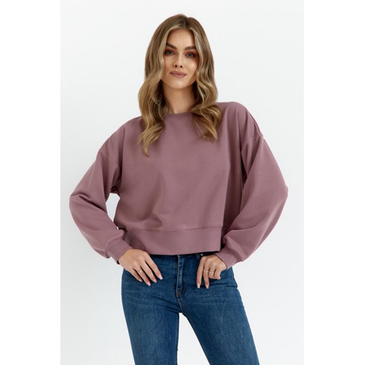 Bluza dresowa ze ściągaczem - wrzosowa ze sklepu Cudmoda w kategorii Bluzy damskie - zdjęcie 179654167