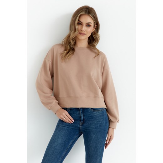 Bluza dresowa ze ściągaczem - mocca ze sklepu Cudmoda w kategorii Bluzy damskie - zdjęcie 179654168