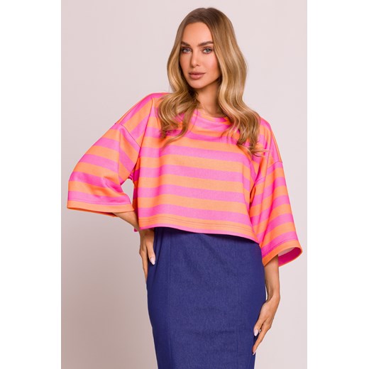 Krótka bluza z nadrukiem - model 3 ze sklepu Cudmoda w kategorii Bluzy damskie - zdjęcie 179654726
