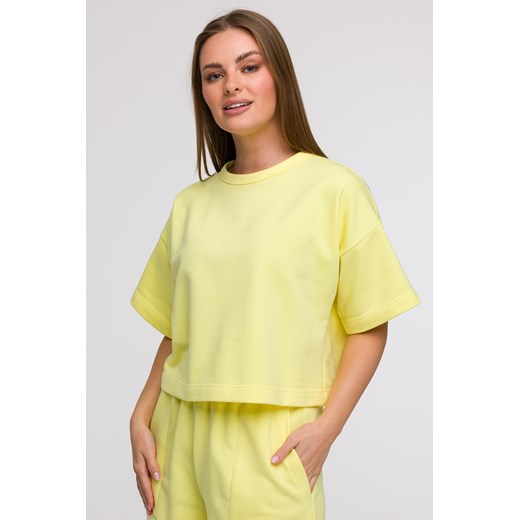 Bluza oversize z krótkimi rękawami - cytrynowa ze sklepu Cudmoda w kategorii Bluzy damskie - zdjęcie 179654885