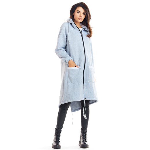 Bluza parka zapinana na zamek - szara ze sklepu Cudmoda w kategorii Bluzy damskie - zdjęcie 179655119