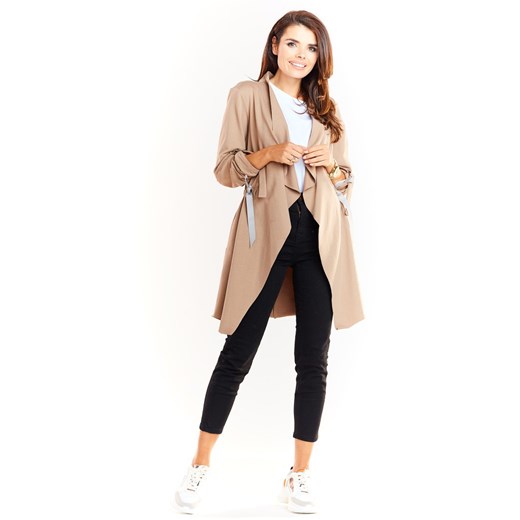 Dzianinowa bluza typu trencz - beżowa ze sklepu Cudmoda w kategorii Bluzy damskie - zdjęcie 179655126