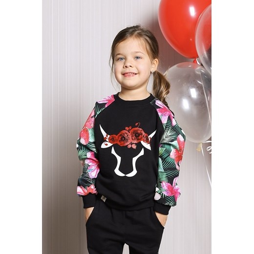 Bluza z reglanowymi rękawami - kwiaty ze sklepu Cudmoda w kategorii Bluzy dziewczęce - zdjęcie 179655357