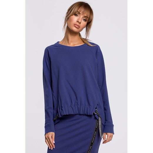 Bluza z klamerkami i lampasami - indygo ze sklepu Cudmoda w kategorii Bluzy damskie - zdjęcie 179655448