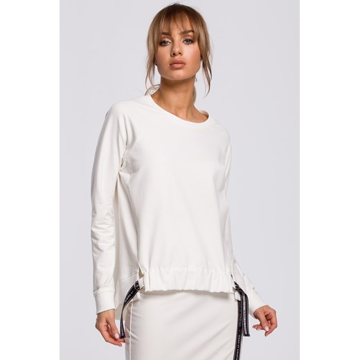 Bluza z klamerkami i lampasami - ecru ze sklepu Cudmoda w kategorii Bluzy damskie - zdjęcie 179655449