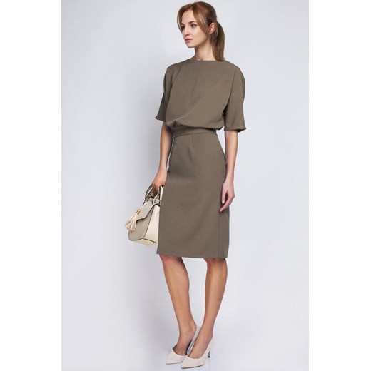 Sukienka mini z luźną górą - khaki ze sklepu Cudmoda w kategorii Sukienki - zdjęcie 179655689