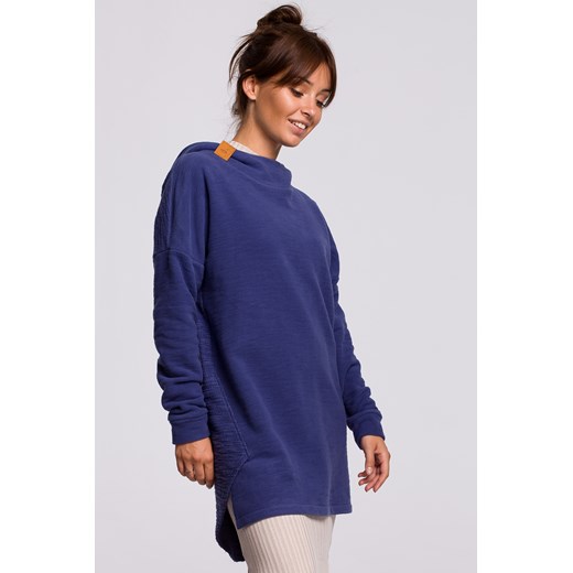 Asymetryczna bluza z kapturem - indygo ze sklepu Cudmoda w kategorii Bluzy damskie - zdjęcie 179655838