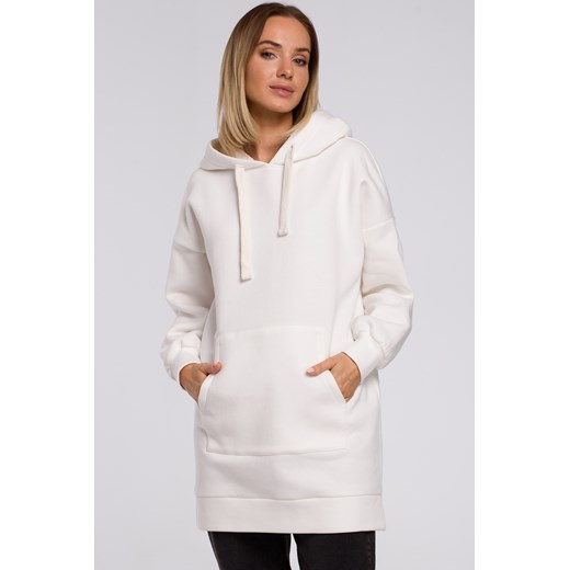Bluza oversize z kieszenią typu kangurek - ecru ze sklepu Cudmoda w kategorii Bluzy damskie - zdjęcie 179655889