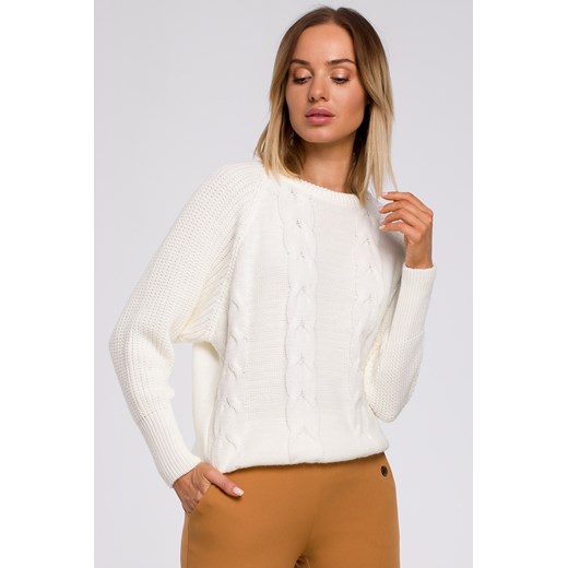 Sweter z szerokimi rękawami - ecru ze sklepu Cudmoda w kategorii Swetry damskie - zdjęcie 179656008
