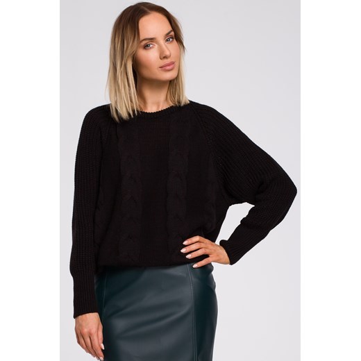 Sweter z szerokimi rękawami - czarny ze sklepu Cudmoda w kategorii Swetry damskie - zdjęcie 179656009